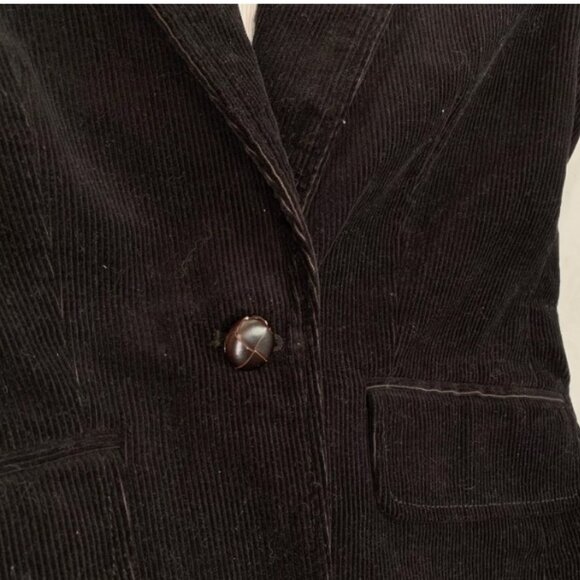 J.Crew Womens Size 0 Corduroy Black One Button Blazer Lined Cotton Cord Preppy - Picture 4 of 9